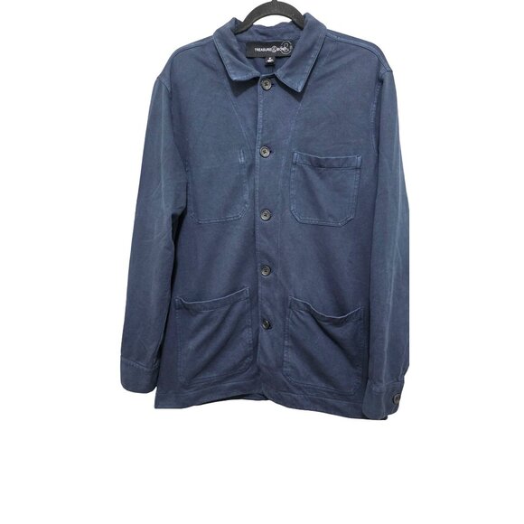 Treasure & Bond Men's Navy Blue Button-Up Workwear Jacket Pockets Size M - Picture 1 of 8